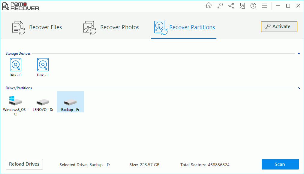 Windows 8 Lenovo Recovery - startskærm